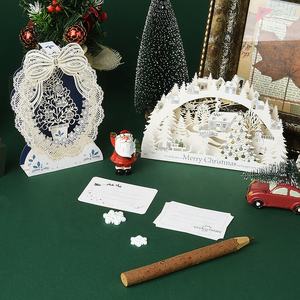 Bán Buôn Giáng Sinh Pop up Thiệp Chúc Mừng Với Phong Bì Mới Sáng Tạo 3D Giáng Sinh Vui Vẻ Thẻ Kỳ Nghỉ <span class=keywords><strong>Handmade</strong></span> Hot Bạc Thẻ - Product Image 4