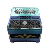 SEASOUND Professional 12 Bass 5 Registers Green Chameleon Accordion Black Silver Grill Silver Buttons 34 Button JB3412D Wood