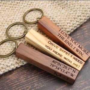 Nouveau cadeau de pendaison de crémaillère : Porte-clés rectangulaires vierges en <span class=keywords><strong>bois</strong></span> de hêtre pour personnalisation DIY, accessoires de sac, pour amis - Product Image 6