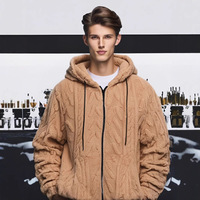 Pull à capuche en laine d'agneau pour homme, modèle hiver 2026, épais, mi-long, coupe ajustée, pour jeunes garçons