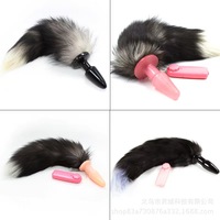 Vibrant queue de renard silicone noir Plug Anal Jouets anaux Plug Anus