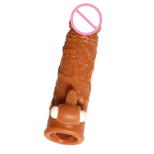 Manchon vibrant pour hommes préservatifs d'agrandissement du pénis manchon de pénis réutilisable Extender gode rehausseur manches adultes produit sexuel - Product Image 6