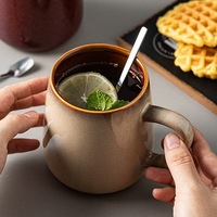 Tasse à café vintage, style rétro, en céramique, 500 ml, effet de cuisson au four, tasse à petit-déjeuner créative, cadeau pour amis