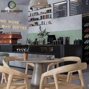 Design d'intérieur moderne pour café, comptoir de bar à café de haute qualité avec vitrine à pain en verre, mobilier de café sur mesure - Product Image 2