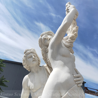 Sculpture grecque en marbre de haute qualité, grandeur nature, pour jardin extérieur, Apollon à la poursuite de Daphné