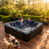 Spa carré de luxe en acrylique pour l'extérieur avec fonctions de bain chaud et froid pour la thérapie aquatique en famille
