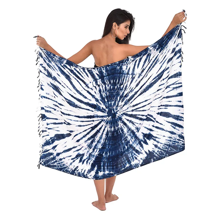 Custom Printing Beach Sarong 100% Viscose Pareo Soft Beach Dress Rayon Sarong With Tassel