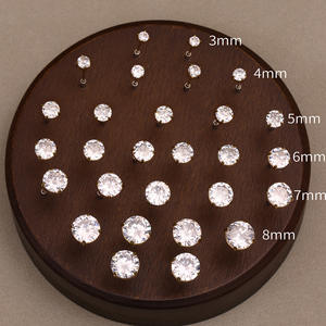 Pendientes <span class=keywords><strong>de</strong></span> Zirconia Redondos Simples e Impermeables al por Mayor, 5A, 3mm, 5mm, para Joyería <span class=keywords><strong>de</strong></span> Acero Inoxidable, Accesorios <span class=keywords><strong>de</strong></span> Moda para Mujer, para Bodas - Product Image 1