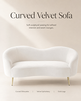 Sofá Curvo de Lujo para Bodas, Tapizado en Terciopelo, Asientos para Eventos, Recepciones, Banquetes, Uso Comercial