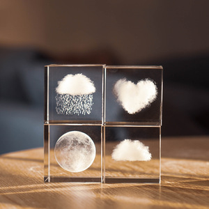 Cubo di Cristallo Inciso in 3D a Tema Pianeti, Ornamento in Vetro, <span class=keywords><strong>Regalo</strong></span> Perfetto per Coppie, Fidanzati, Design di Tendenza - Product Image 2