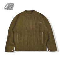 Pull en tricot à col rond en coton torsadé surdimensionné pull pour homme à motif de tricot côtelé imprimé personnalisable