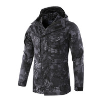 Veste tactique d'hiver unisexe en tissu ripstop imperméable et respirant, camouflage noir, M65 G8, softshell, coupe-vent pour activités de plein air