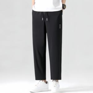 Men's Lightweight Summer Casual Mid Waist Jogger Trousers <strong>Harem</strong> <strong>Pants</strong> Plain Dyed Anti-Pilling Front Flat Loose Fit - Product Image 1