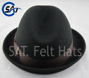 Mode 100% laine feutre noir <span class=keywords><strong>Dent</strong></span> Fedora chapeau - Product Image 2
