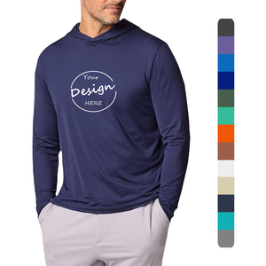 Camisa deportiva de poliéster ligera 180GSM al por mayor para hombre de secado rápido con capucha al aire libre UPF diseño deportivo de manga completa - Product Image 1