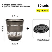 Gobelet jetable en plastique PET à paroi simple Shirong 90 mm avec couvercle en forme de U pour emballage à emporter, café, boissons froides, noir, revêtement UV
