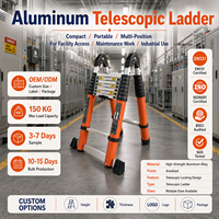 Échelle télescopique en aluminium argenté EN131, pieds antidérapants, robuste, extensible, capacité de charge de 150 kg, pour entrepôt industriel
