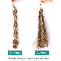 Extensions de Cheveux à Boucles Françaises Synthétiques, Style Poney Vague Lâche, Spirales au Crochet pour Tresses Frisées