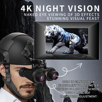 Nouvelle Génération de Lunettes de Vision Nocturne 3D à Oeil Nu, Appareil de Vision Nocturne Tactique Numérique Infrarouge 4K HD Monté sur Casque