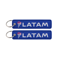 Porte-clés promotionnel en tissu tissé avec logo d'entreprise aérienne, porte-clés en tissu avec nom de la compagnie aérienne, porte-clés à boucle