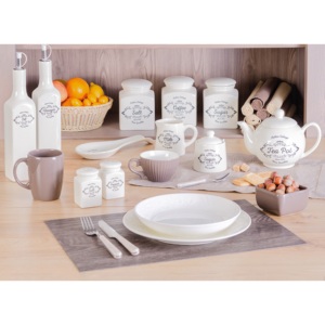 Ensemble sel et poivre en céramique style cottage italien 5x7.5x5 cm blanc vintage pour cuisine avec couvercle - Product Image 2