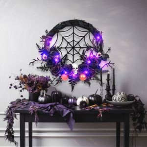 Décorations d'Halloween : Guirlande Araignée et Crâne, Fleurs Artificielles en Plastique Durables, Accessoires de Décoration de Fête, Ornements Suspendus Faits Main - Product Image 1