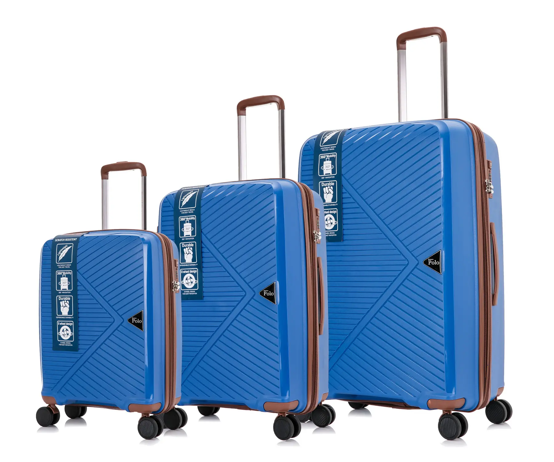 पीपी एल्यूमीनियम हाथ निविड़ अंधकार हार्ड प्रकरण सस्ते ट्राली यात्रा बैग सामान सेट सूटकेस पहियों पर 20 इंच