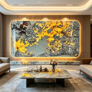 Translucent Quartzite Stone Slab Backlit Wall Panel Luxury TV <strong>Background</strong> Villa Interior Decoration Custom Size - Product Image 2