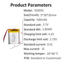 Polymer-Lithium-Batterie 551040 551145 551230 551240 551524 551525 551726 für Oximeter, Warnleuchten und Laserpointer