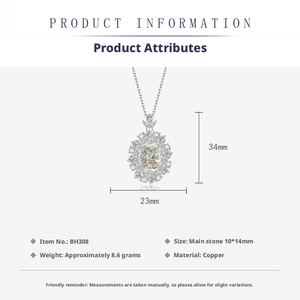 Parure de bijoux de mariage en cuivre plaqué or de haute qualité avec collier et bagues en zircone cubique ovale taille fleur glacée 10*14mm - Product Image 2