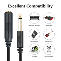 Hi-Fi-Sound 6,35mm Klinkenstecker TRS 1/4 Zoll Stereo PVC Audio-Verlängerungskabel Stecker auf Buchse 24K Vergoldet für Kopfhörer