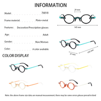 Montures de lunettes en acétate faites à la main Design rétro coloré pour hommes femmes Montures rondes en diamant Lunettes optiques
