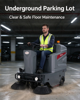 Balayeuse industrielle autoportée S6 avec réservoir d'eau de 60 L, suppression de la poussière, machine de balayage autoportée
