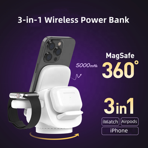 <span class=keywords><strong>Base</strong></span> de <span class=keywords><strong>Carga</strong></span> Inalámbrica Giratoria de 360 Grados y 15 W con Banco Magnético Desmontable de 5000 mAh, <span class=keywords><strong>Carga</strong></span> Rápida para <span class=keywords><strong>iPhone</strong></span>, iWatch y Airpods - Product Image 2