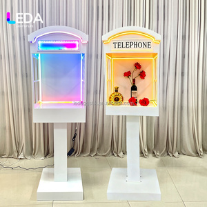Cabina Telefónica Metálica Moderna LEDA Personalizada con Soporte para Libro de Visitas y Caja de Mensajes para Eventos de Boda - Product Image 1