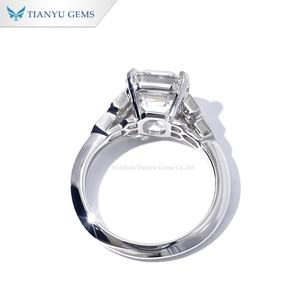 天宇宝石 ホットセール 14金ホワイトゴールド 約3.5カラット アッシャーカット ラボダイヤモンド CVDリング 女性用 婚約指輪 - Product Image 3