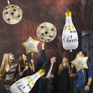 Globo con Forma <span class=keywords><strong>de</strong></span> Sombrero <span class=keywords><strong>de</strong></span> Fiesta con Temática <span class=keywords><strong>de</strong></span> Discoteca y Estrellas <span class=keywords><strong>de</strong></span> Champán, Set <span class=keywords><strong>de</strong></span> Globos <span class=keywords><strong>de</strong></span> Papel <span class=keywords><strong>de</strong></span> Aluminio para Nochevieja - Product Image 2