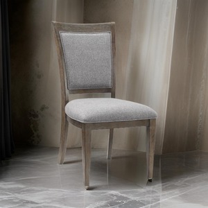 OE HOME Koa Ensemble de 2 chaises de salle à manger latérales convertibles de 26 pouces, gris polyester, brun bois flotté - Product Image 1