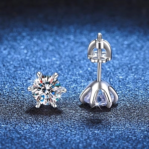 Boucles d'oreilles en argent 925 D-colored Mosang Cross Border, motif fleur <span class=keywords><strong>de</strong></span> prunier à six griffes, pour mariage en Europe et en Amérique - Product Image 2