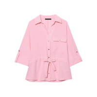 Ensemble 2 pièces pour femmes, haut en dentelle et pantalon taille haute, motif uni, tenue pour le printemps et l'automne