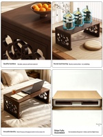 Table basse pliable en bambou style ferme, avec pieds bas, petite taille, pour salon