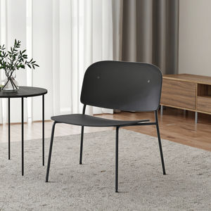 Fabrika iç mekan mobilyası Nordic kafe sandalyesi plastik koltuk Metal çerçeve tek kişilik düşük yükseklik Modern siyah oturma odası sandalye - Product Image 1