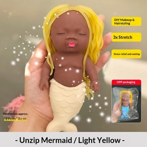 Muñeca de Palma Negra de Goma Blanda y Esponjosa, de Princesa Sirena de Pelo Largo, Adorable y Divertida, Juguete Antiestrés para Niños de 5 a 7 Años - Product Image 4