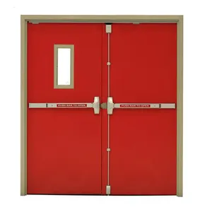 Red Color Steel Material With Perlite 50 mm door Panel Thickness Fireproof Door Manufacturer