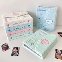 Kawaii A5 Plüsch-Ringbuch mit Stickerei, 6-Ring-Knopfverschluss, Polyester-Fotoalbum, Kpop-Fotokartenhalter, Sammelbuch, Aufbewahrungsorganizer