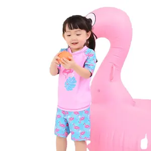 定制一体式印花儿童可爱泳衣女婴沙滩装粉色小女孩泳衣