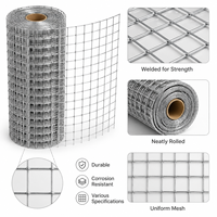 Rouleau de grillage soudé à ouverture carrée pour enclos de lapins, poulaillers, volières, flexible, galvanisé/revêtu de PVC, découpe sur mesure