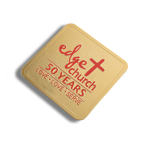 Durable Customized Logo Gift Metal Red letters Square <b>Table</b> <b>Coaster</b> - Product Image 3