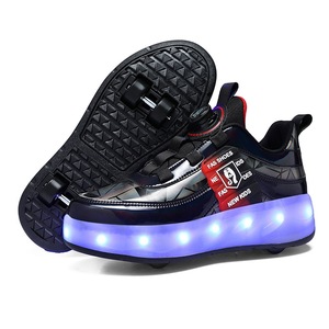 Chaussures de marche montantes à roulettes rétractables avec <span class=keywords><strong>LED</strong></span>, lumières <span class=keywords><strong>LED</strong></span> multicolores réglables, semelle souple amortissante - Product Image 4