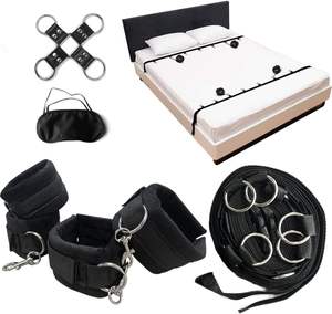 Набор для БДСМ-игр WELLWANTED: секс-игрушки для взрослых, бондаж для пар, фиксаторы для кровати с ремнями, наручники, манжеты для лодыжек, для игры в «хогтай», с повязкой на глаза - Product Image 1
